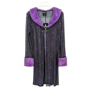 Monster High Mesh Duster Cardigan Size M Clawdeen Sheer Faux Fur Whimsigoth Y2K